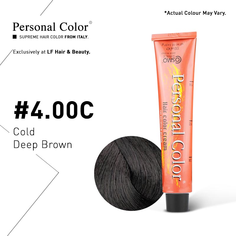 ***BUY 12 GET 2 FREE*** Cosmo Service Personal Color Permanent Cream 4.00C - Cold Deep Brown 100ml