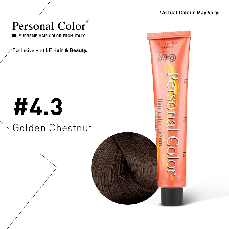***BUY 12 GET 2 FREE***Cosmo Service Personal Color Permanent Cream 4.3 - Golden Chestnut 100ml