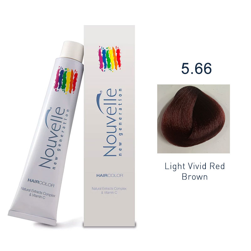 Nouvelle - Permanent Hair Color 5.66 Light Vivid Red Brown 100ml