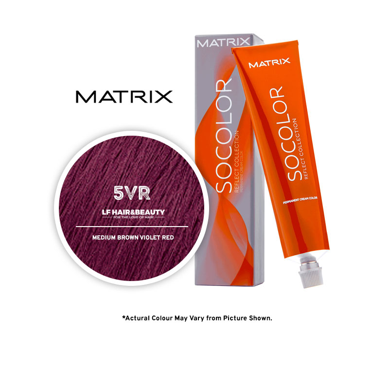 Matrix SoColor Reflect Collection 5VR Medium Brown Violet Red- 85g - LF Hair  and Beauty Supplies