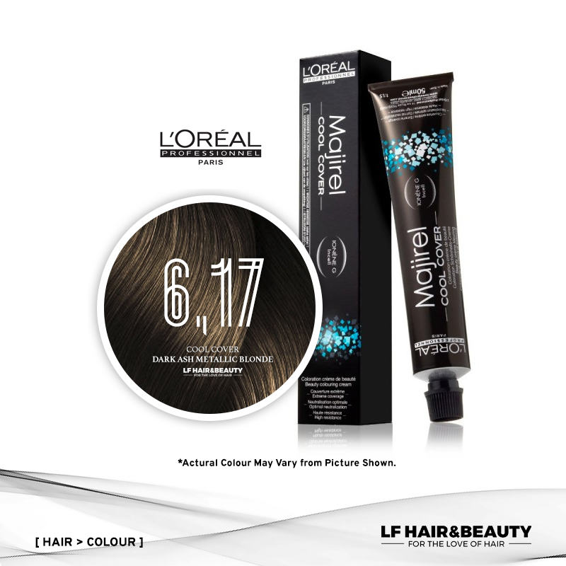 Loreal Majirel Permanent Hair Color Cool Cover CC6.17 Dark Ash Metallic Blonde 50ml