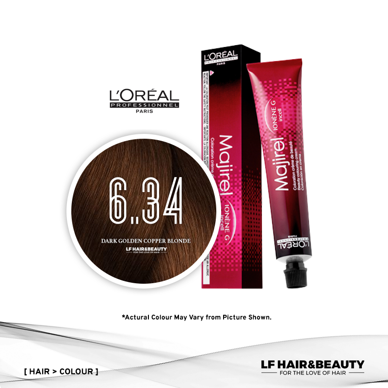 L'Oreal Majirel Permanent Hair Color 6,34 Dark Golden Copper Blonde 50ml -  LF Hair and Beauty Supplies