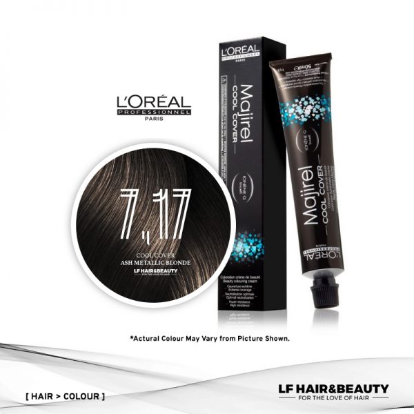 Loreal Majirel Permanent Hair Color Cool Cover CC7.17 Ash Metallic Blonde 50ml