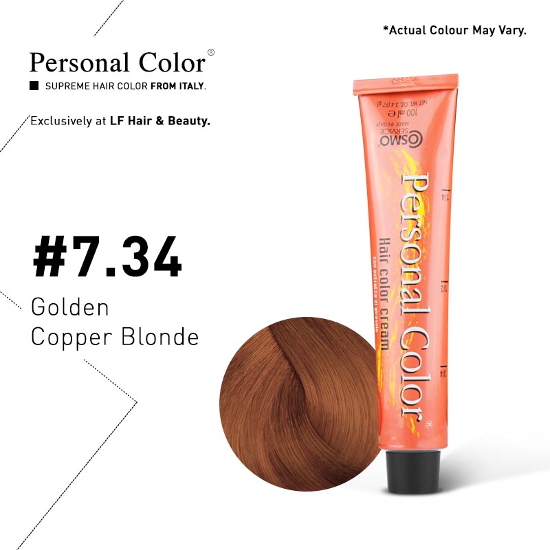 ***BUY 12 GET 2 FREE*** Cosmo Service Personal Color Permanent Cream 7.34 - Golden Copper Blonde 100ml