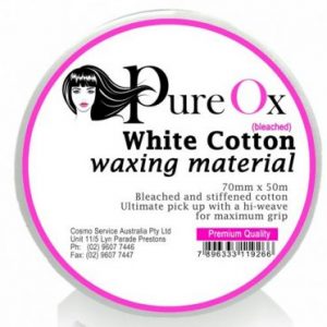 White Cotton Waxing Material Bleached and Stiffened Cotton - 70mm x 50m