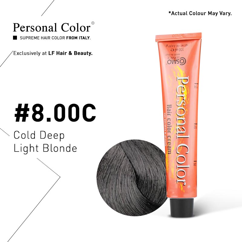 ***BUY 12 GET 2 FREE*** Cosmo Service Personal Color Permanent Cream 8.00C - Cold Deep Light Blonde 100ml