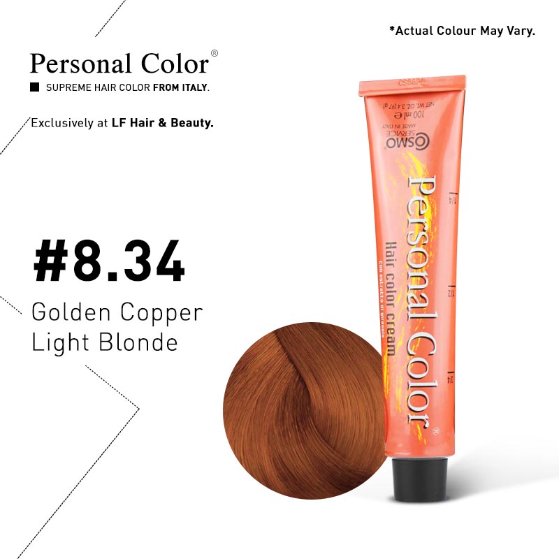 ***BUY 12 GET 2 FREE*** Cosmo Service Personal Color Permanent Cream 8.34 - Golden Copper Light Blonde 100ml