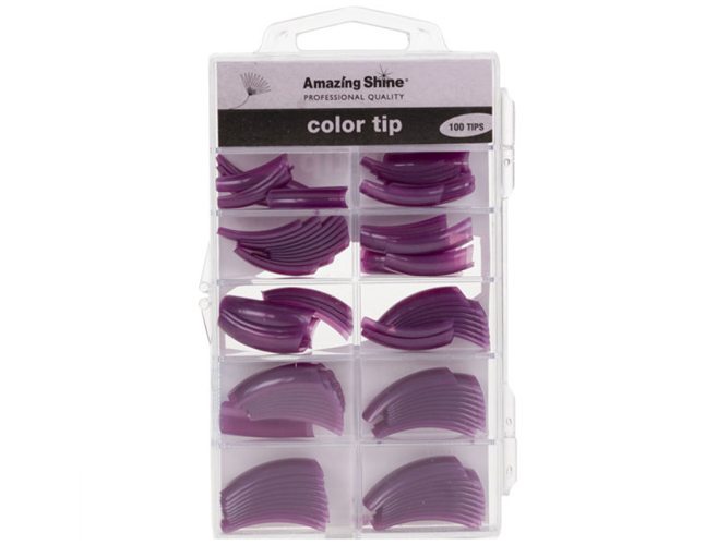 Amazing Shine 100 Coloured Nail Tips - Purple Pearl (02209)