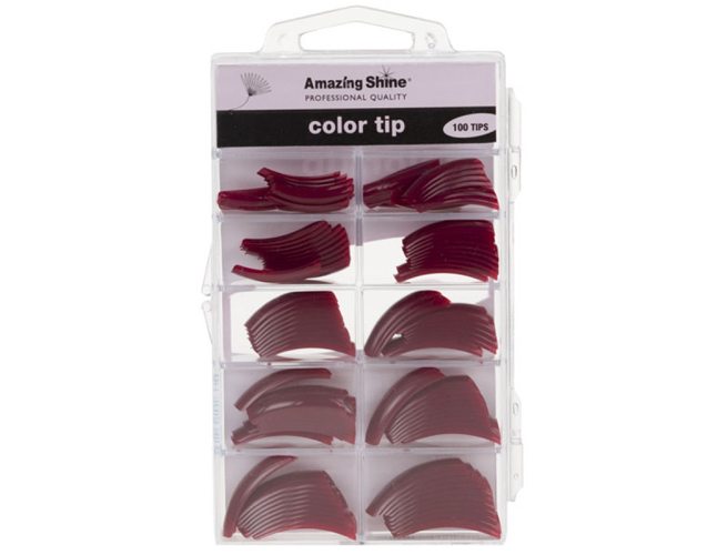 Amazing Shine 100 Coloured Nail Tips - Burgundy Original (02230)