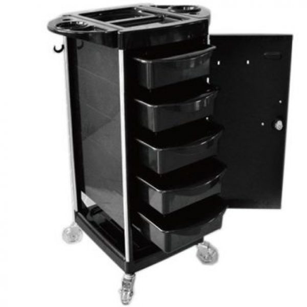 Five Drawer Lockable Salon Trolley Black CH-MKK1030