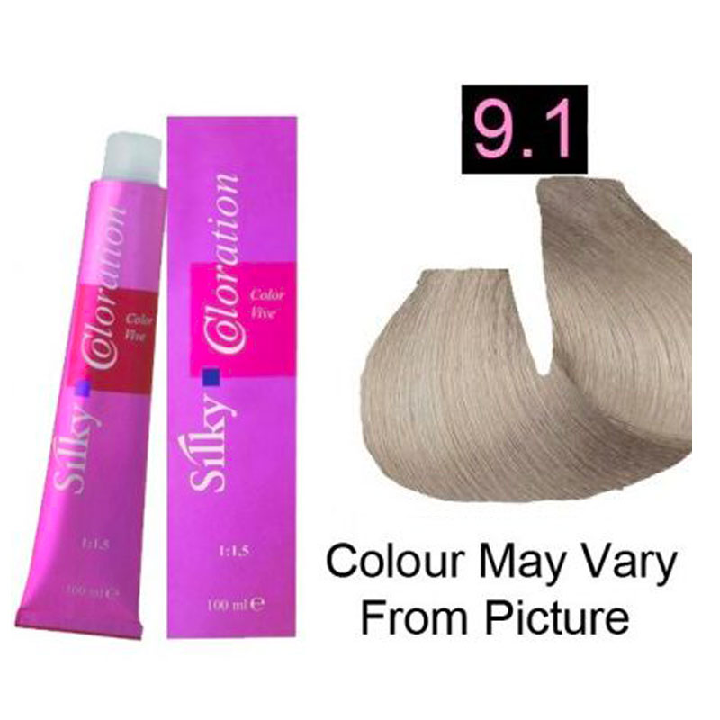 Silky 9.1/9A Permanent Hair Color 100ml - Very Light Ash Brown