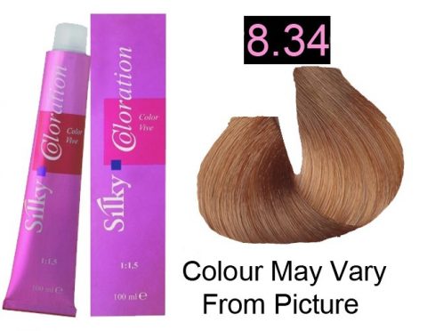 Silky 8.34/8GC Permanent Hair Color 100ml - LIght Golden Copper Blonde