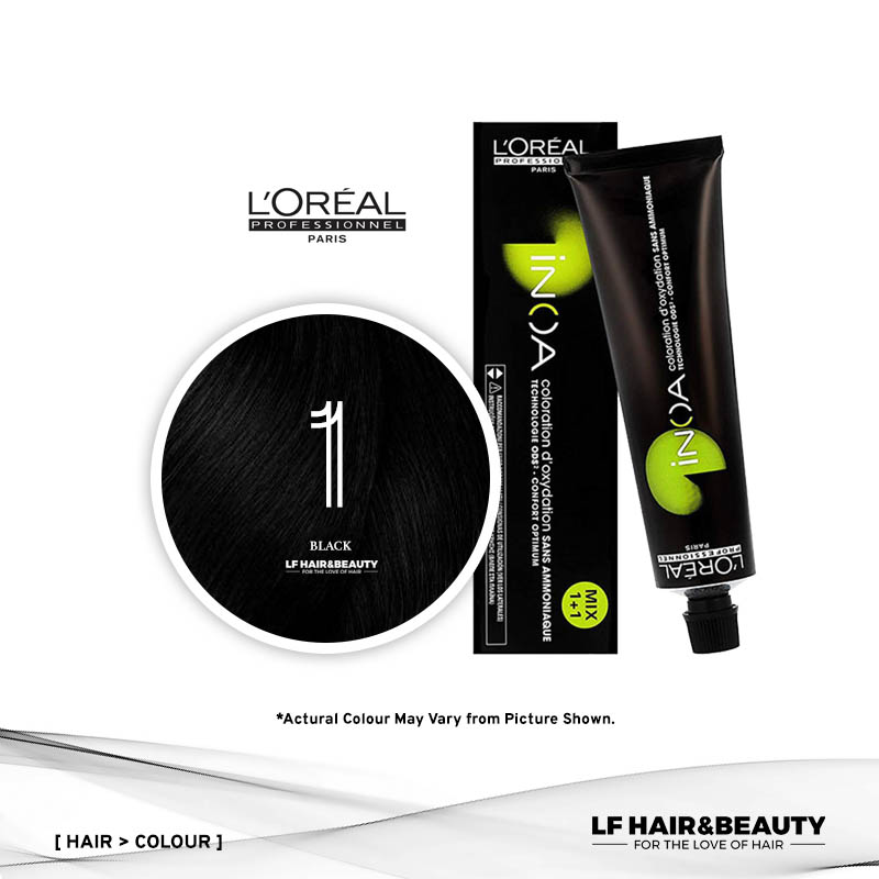 Loreal iNOA Permanent Hair Color 1 Fundamental Black 60g - LF Hair and  Beauty Supplies