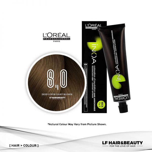 Loreal iNOA Permanent Hair Color 8,0 Fundamental Deep Light Blonde 60g