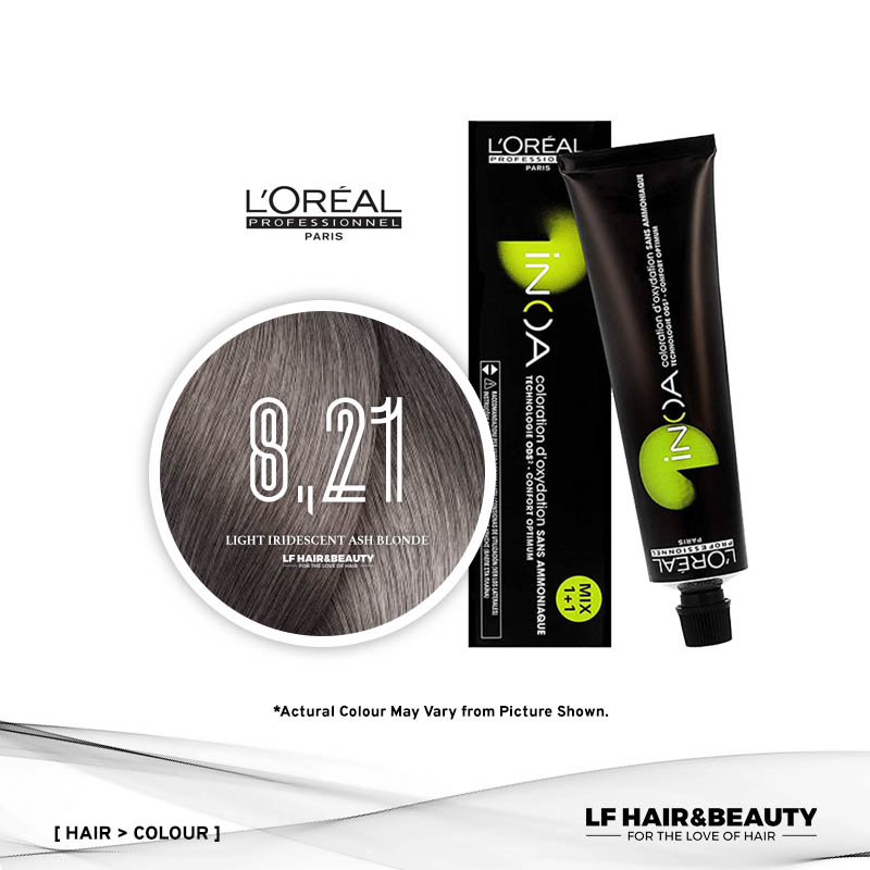 Loreal iNOA Permanent Hair Color 8,21 High Resist Light Iridescent Ash Blonde 60g