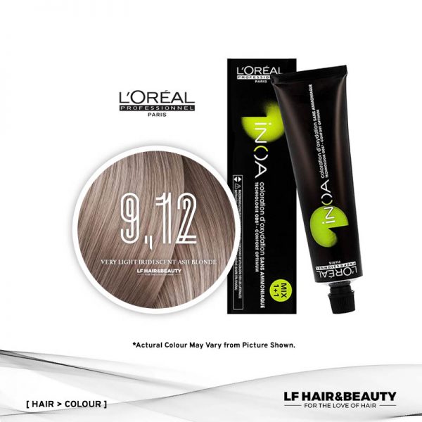 Loreal iNOA Permanent Hair Color 9,12 High Resist Very Light Iridescent Ash Blonde 60g