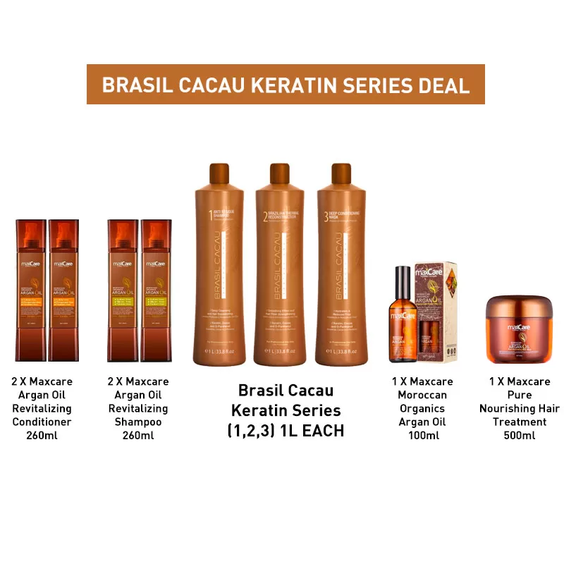 Brasil Cacau Keratin Series 1 2 3 1L Each with Free Maxcare Products.