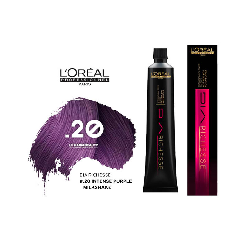 Loreal Dia Richesse Semi Permanent Hair Color .20 Intense Purple Milkshake  50ml - LF Hair and Beauty Supplies