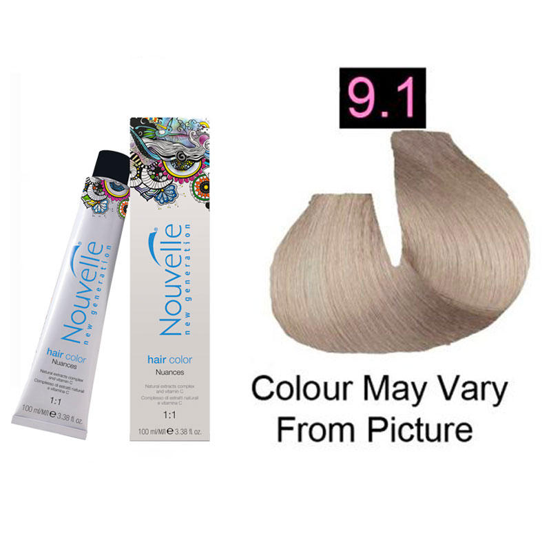 Nouvelle - Permanent Hair Color 9.1 Very Light Ash Blonde 100ml 