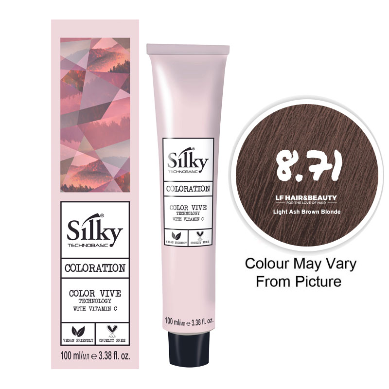 Silky 8.71 Permanent Hair Color 100ml - Light Ash Brown Blonde