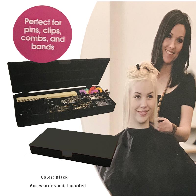 Stylist Box - Perfect for Pins, Clips, Combs and Bands Color: Black