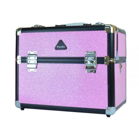PureOx Train Beauty Case Pink Glitter Multi-purpose Makeup Travel Case