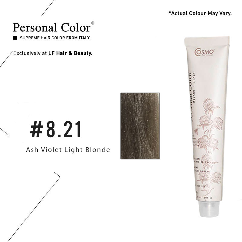 ***BUY 12 GET 2 FREE*** Cosmo Service Personal Color Permanent Cream 100ml - Ash Violet Light Blond 8.21