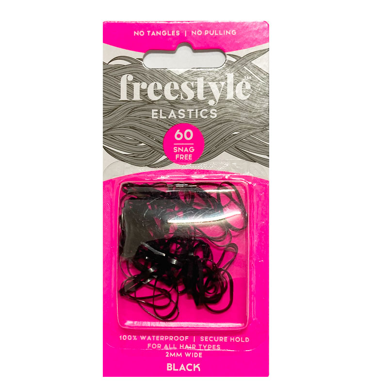 Freestyle Elastics 2mm Black 60 Piece Snag Free