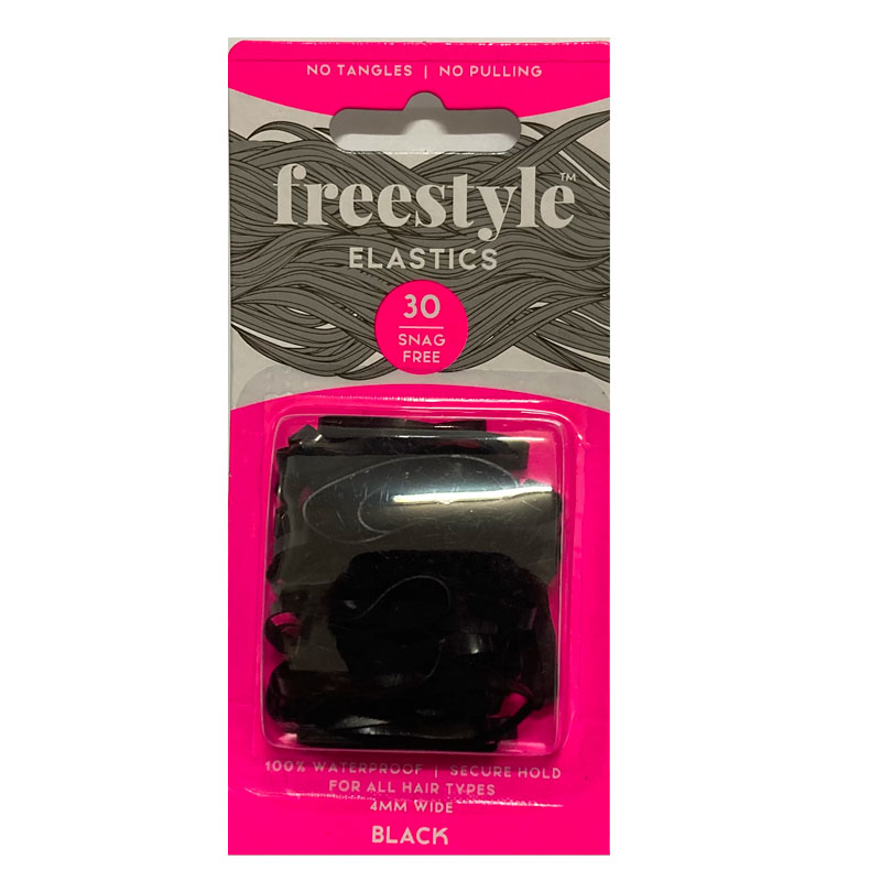 Freestyle Snag Free Hair Elastics 4mm 30pcs Black
