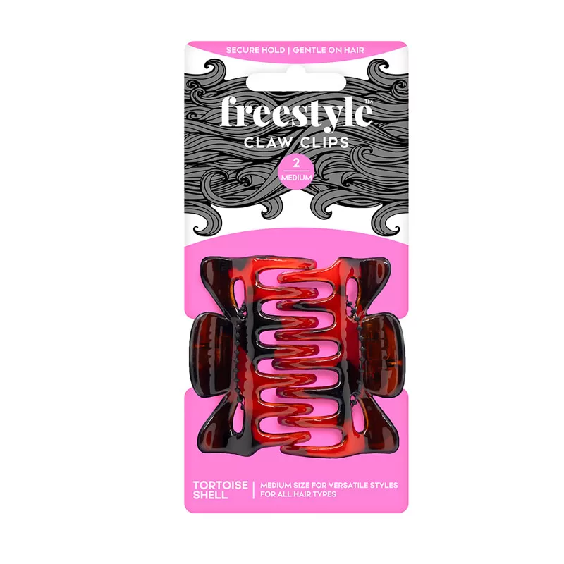 FREESTYLE Medium Claw Clips Tortoise Shell 2pc