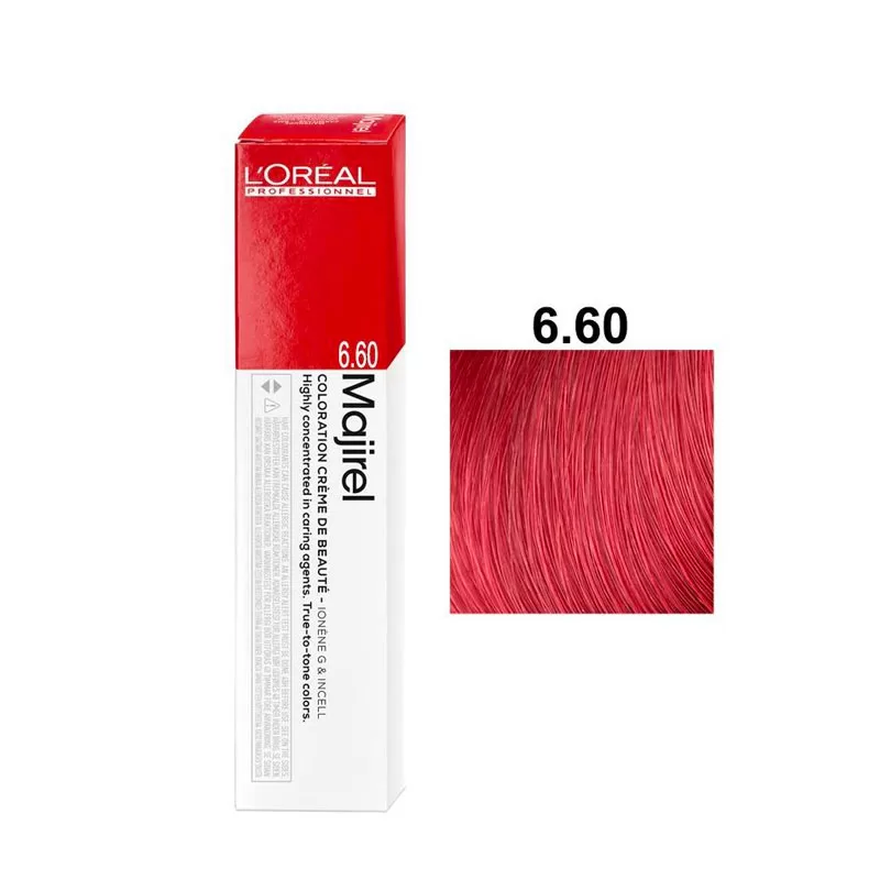 L’Oreal Majirel Permanent Hair Color 6.60 Dark Intense Red Blonde 50ml