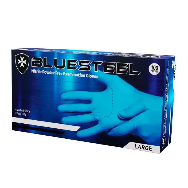 Disposable Gloves Blue Nitrile Powder Free Large 100pcs