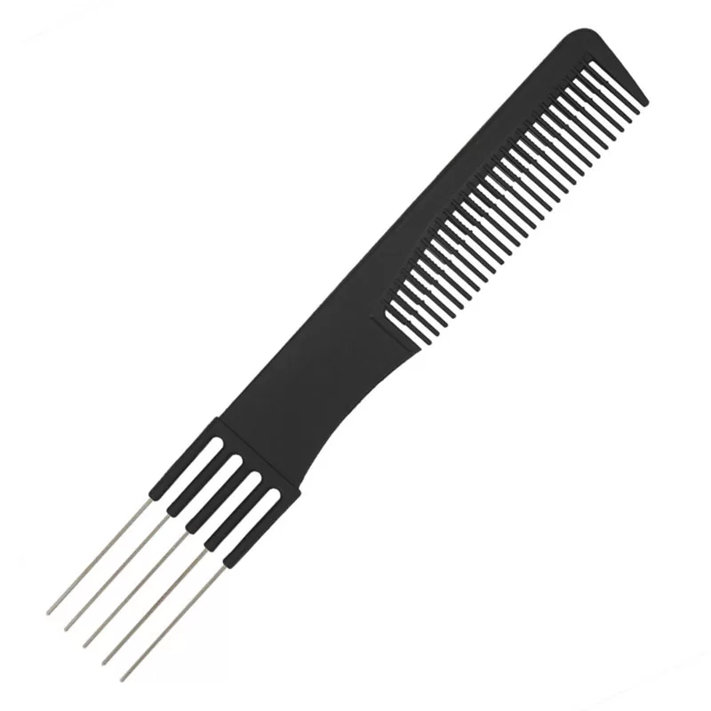 Teasing Comb with 5 Steel Pins Hair Styling Tool - Black
