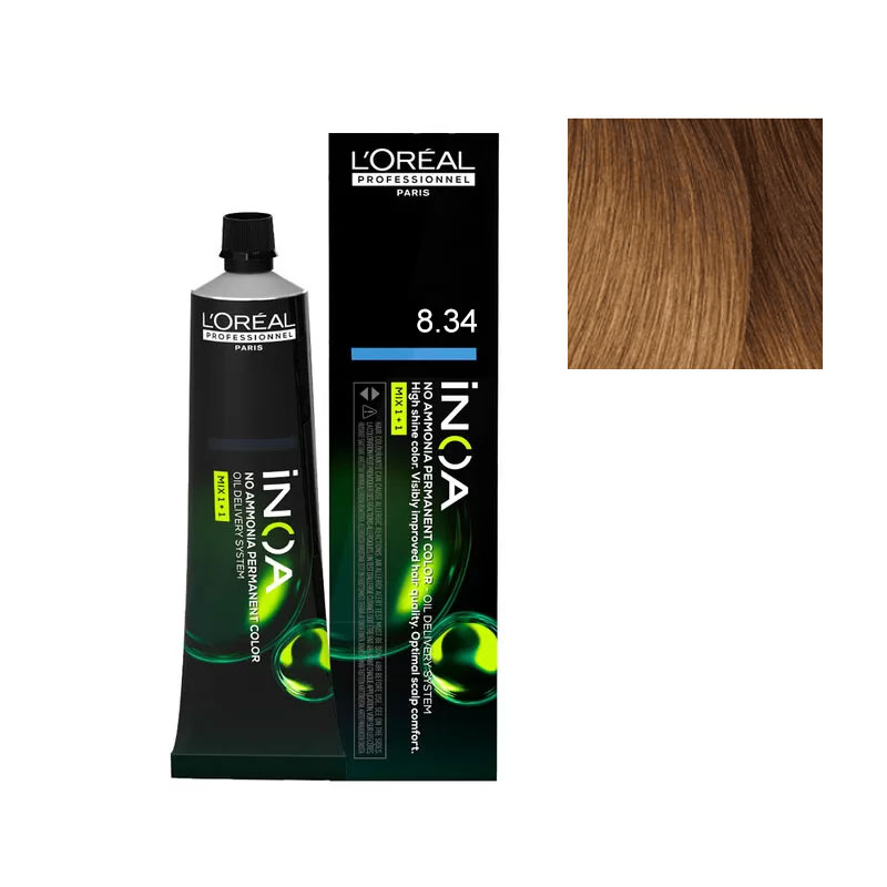 Loreal iNOA Permanent Hair Color 8.34 Light Golden Copper Blonde 60g