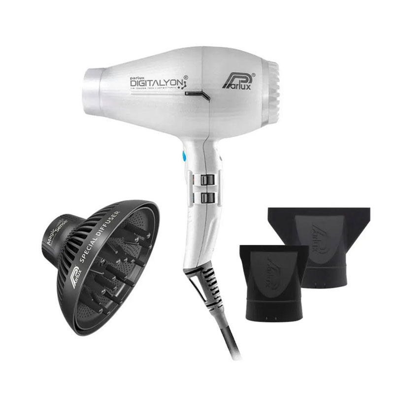 Parlux Digitalyon Air Ionizer Tech Professional Hair Dryer Silver