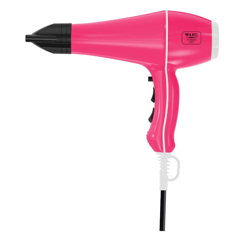Wahl Powerdry 2000W Professional Hair Dryer Tourmaline Ionic - 2 Nozzles - Hot Pink