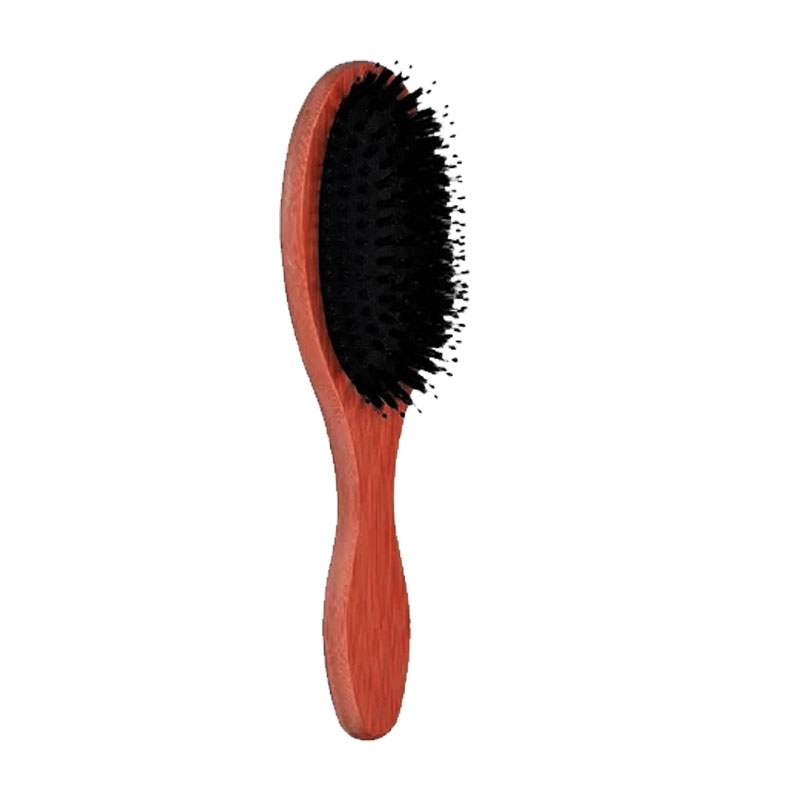 Oval Boar Bristle Hair and Beard Brush Dark Wood